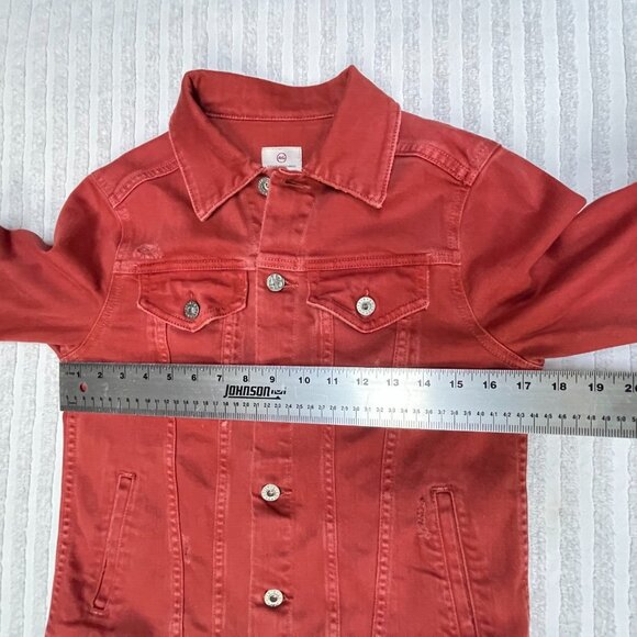 AG Adriano Goldschmied Womens Small Classic Denim MYA Jacket Orange Pockets - Picture 4 of 9